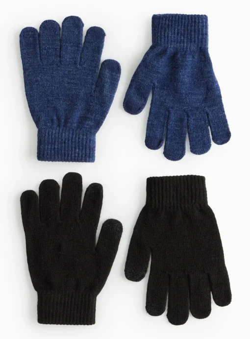 Navy & Black Magic Touchscreen Gloves 2 Pack One Size
