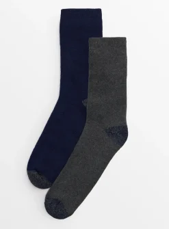 Navy & Grey Blister Resist Socks 2 Pack 6-8.5