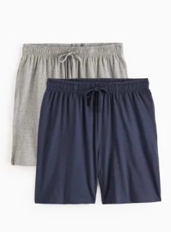Navy & Grey Jersey Pyjama Shorts 2 Pack XS