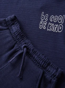 Navy Be Cool, Be Kind Textured T-Shirt & Shorts Set 1-2 years