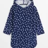 Navy Brush Stroke Print Towel Poncho 6-8 years