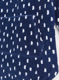 Navy Brush Stroke Print Towel Poncho 6-8 years