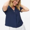 Navy Button Front Boxy Blouse 8