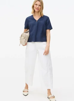 Navy Button Front Boxy Blouse 8