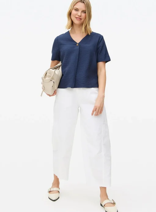 Navy Button Front Boxy Blouse 8