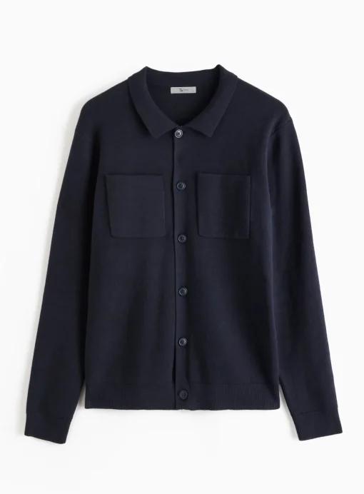 Navy Button Through Polo Jumper XL