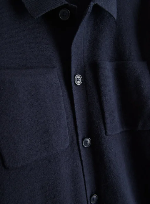 Navy Button Through Polo Jumper XL