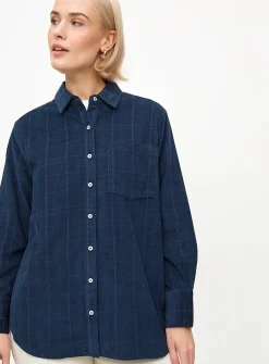 Navy Check Corduroy Long Sleeve Shirt 12