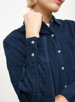 Navy Check Corduroy Long Sleeve Shirt 12
