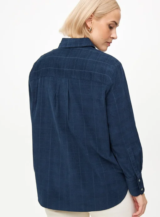 Navy Check Corduroy Long Sleeve Shirt 12