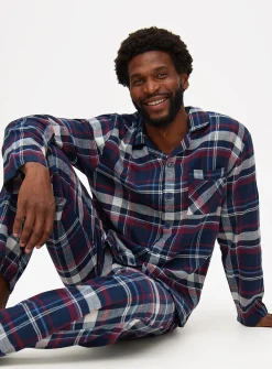 Navy Check Woven Traditional Pyjamas S
