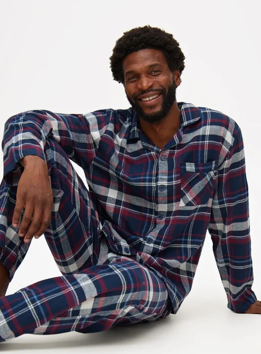 Navy Check Woven Traditional Pyjamas S