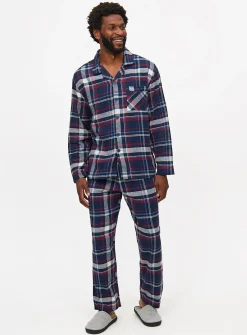 Navy Check Woven Traditional Pyjamas S