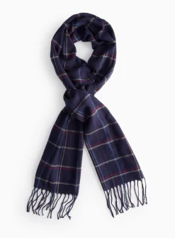 Navy Checked Scarf One Size