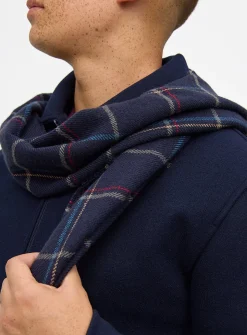 Navy Checked Scarf One Size
