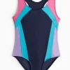 Navy Colour Block Sport Swimming Costume 5 years