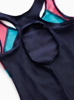 Navy Colour Block Sport Swimming Costume 5 years