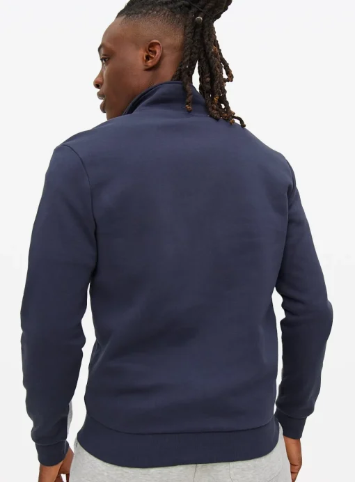Navy Colour Block Zip Funnel Sweatshirt M