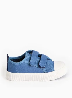 Navy Core Canvas Twin Strap Trainers 7 Infant