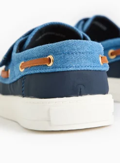 Navy Denim Panel Boat Shoes 8 Infant