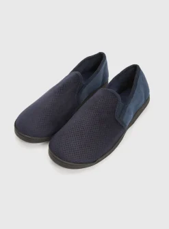 Navy Diagonal Square Full Slippers With Arch Support 8
