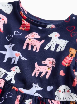 Navy Dog Print Jersey Dress 3-4 years
