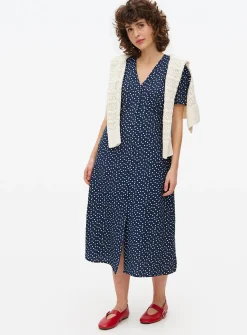 Navy Dot Printed Midi Tea Dress 12