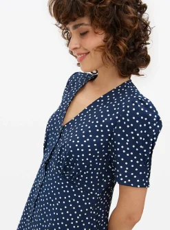 Navy Dot Printed Midi Tea Dress 12