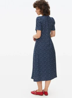 Navy Dot Printed Midi Tea Dress 12