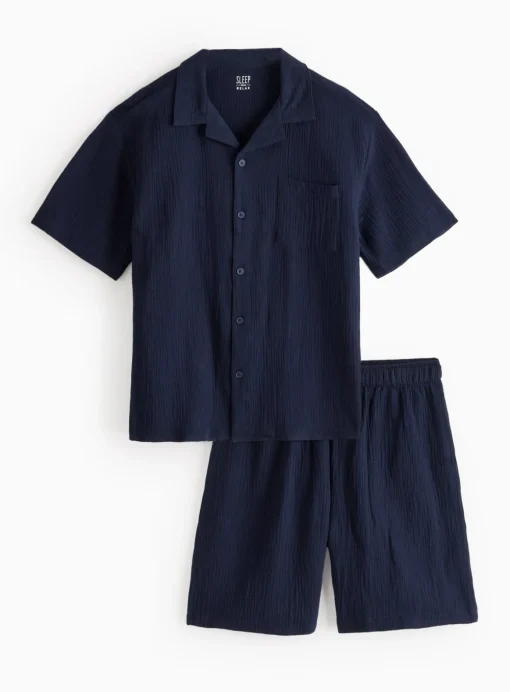 Navy Double Cloth Traditional Pyjamas XXL