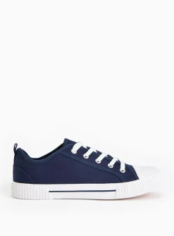 Navy Eyelet Canvas Lace Trainers 5