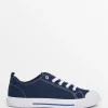 Navy Eyelet Canvas Lace up Trainers 8
