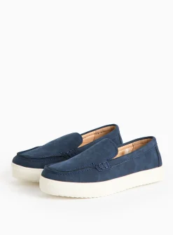 Navy Faux Suede Boat Shoes 1