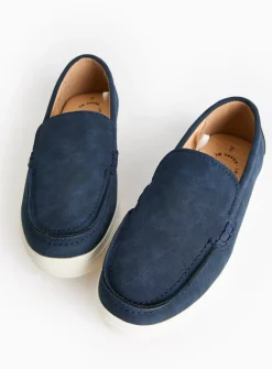 Navy Faux Suede Boat Shoes 1