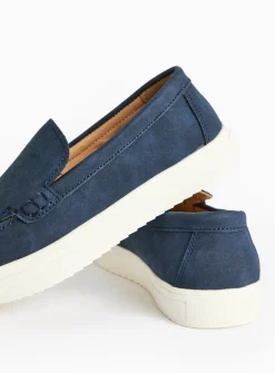 Navy Faux Suede Boat Shoes 1