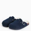 Navy Felt Buckle Detail Clog Slippers M