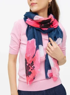 Navy Floral Illustrated Scarf One Size