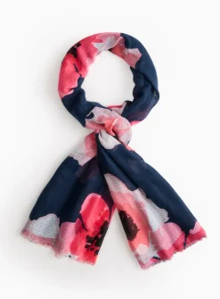 Navy Floral Illustrated Scarf One Size