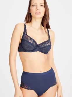 Navy Floral Lace Full Knickers 20