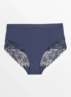 Navy Floral Lace Full Knickers 20