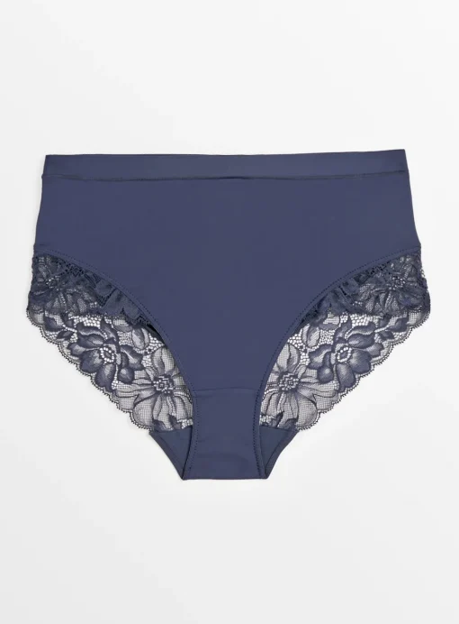 Navy Floral Lace Full Knickers 20