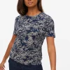 Navy Floral Sketch Printed Slim Fit T-Shirt 10