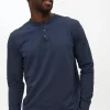 Navy Garment Dye Henley T-Shirt XXL