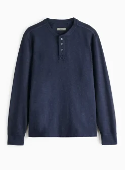 Navy Garment Dye Henley T-Shirt XXL