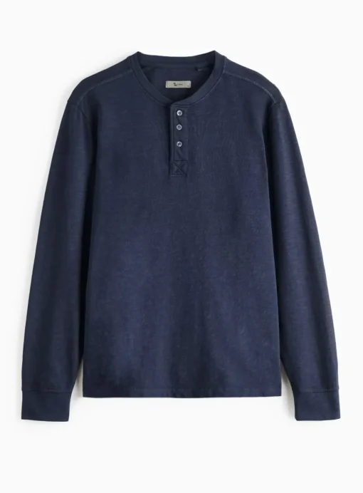 Navy Garment Dye Henley T-Shirt XXL