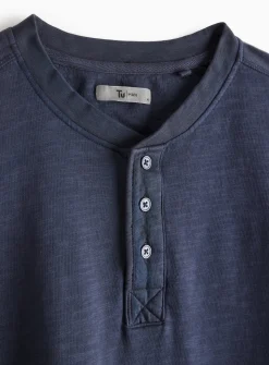 Navy Garment Dye Henley T-Shirt XXL