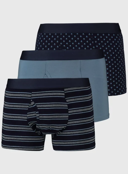 Navy Geo & Stripe Trunks 3 Pack XXL