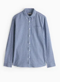 Navy Gingham Slim-Fit Oxford Shirt S