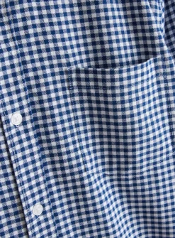 Navy Gingham Slim-Fit Oxford Shirt S