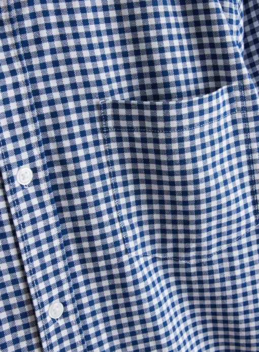 Navy Gingham Slim-Fit Oxford Shirt S
